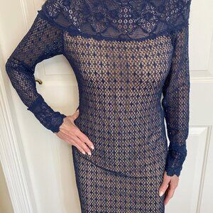 Navy Nightcap Dress for evening; Show your curves, size 4